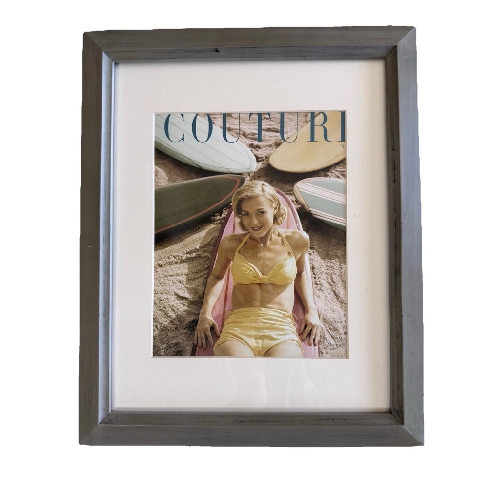 Vintage High Fashion Couture Photo Print International Framed Matte Glass Art